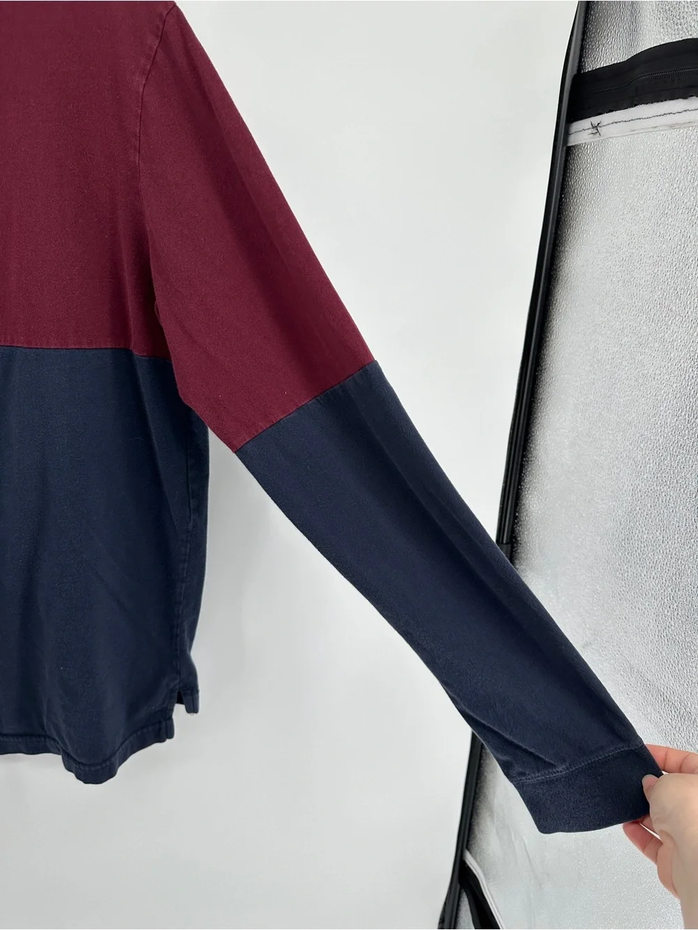 True Religion Y2K Hiphop Blockcore‎ Urban Men’s Burgundy/Navy Rugby Shirt SzL